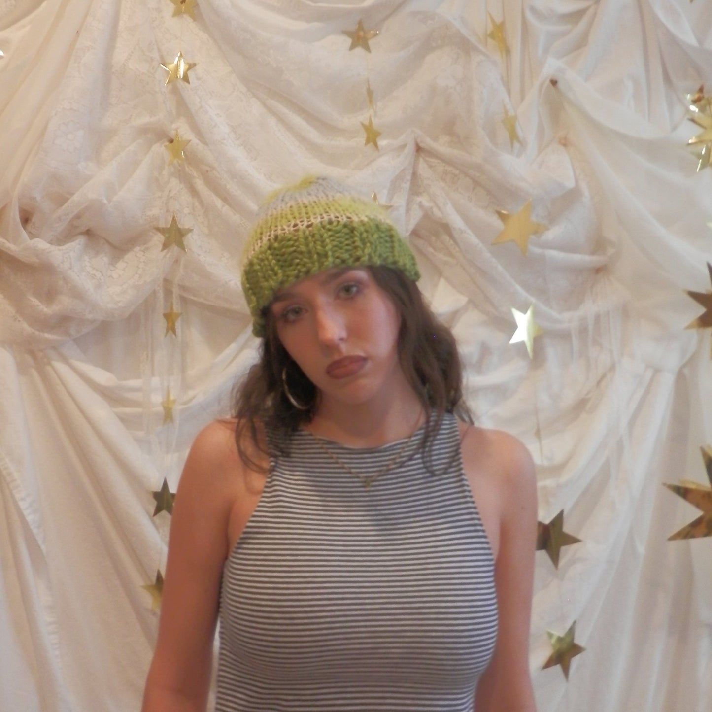 fuzzy knit beanie in melon