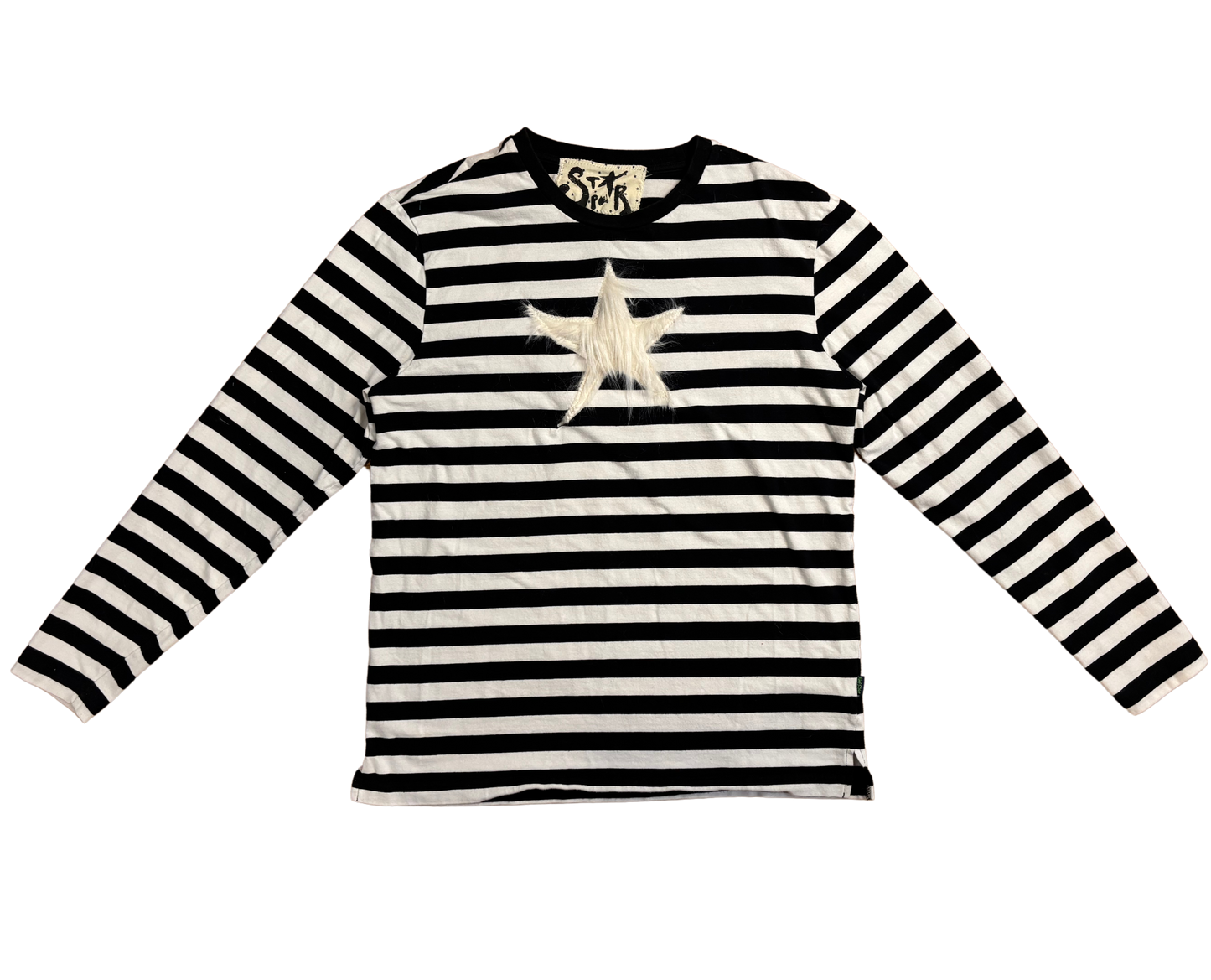 fuzzy star striped long sleeve