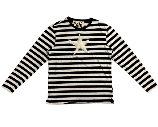 fuzzy star striped long sleeve