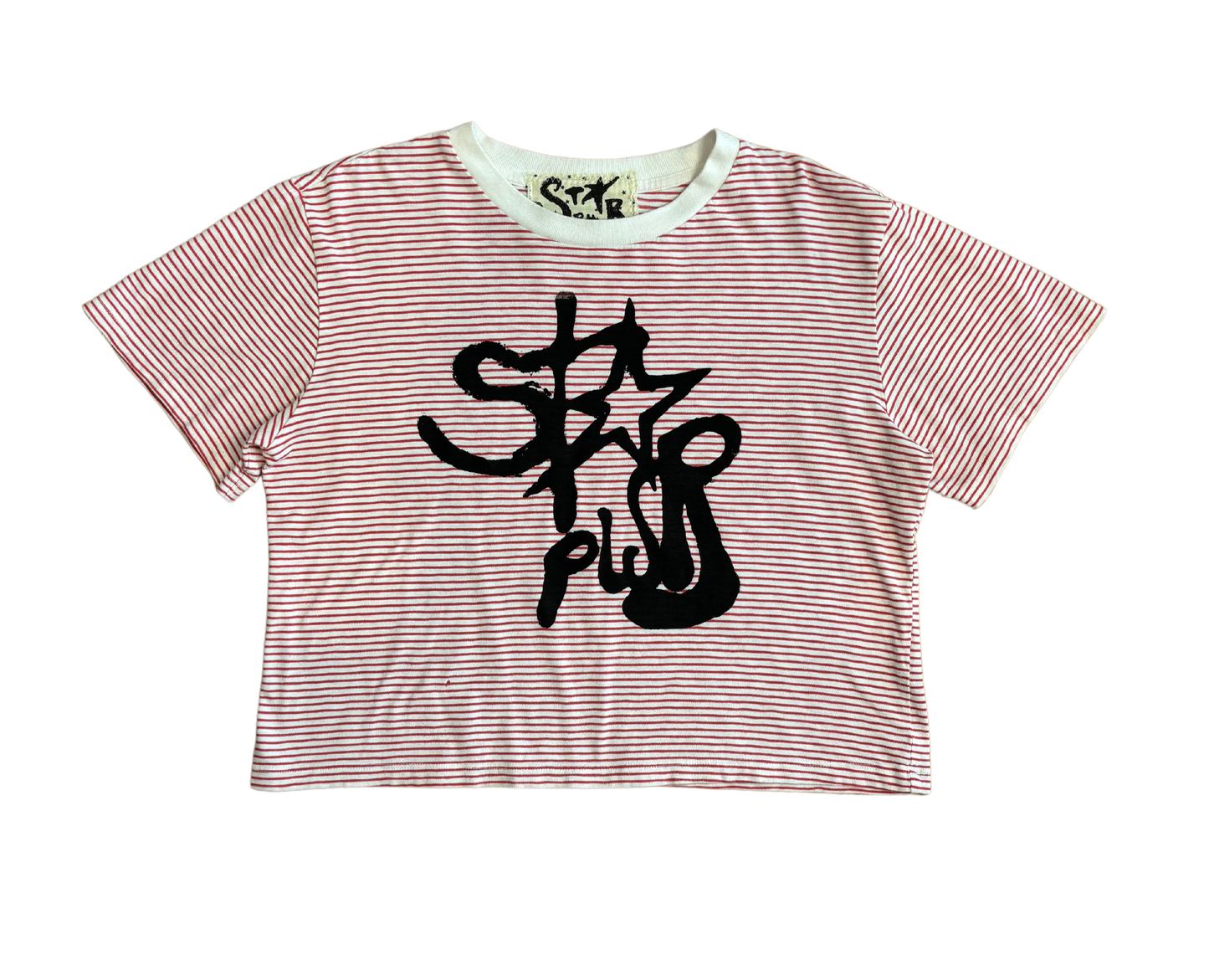 starpwr stripe cropped tee