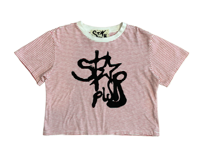starpwr stripe cropped tee