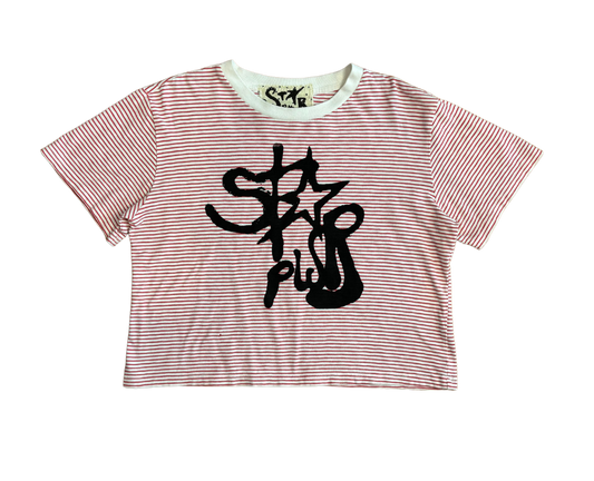 starpwr stripe cropped tee