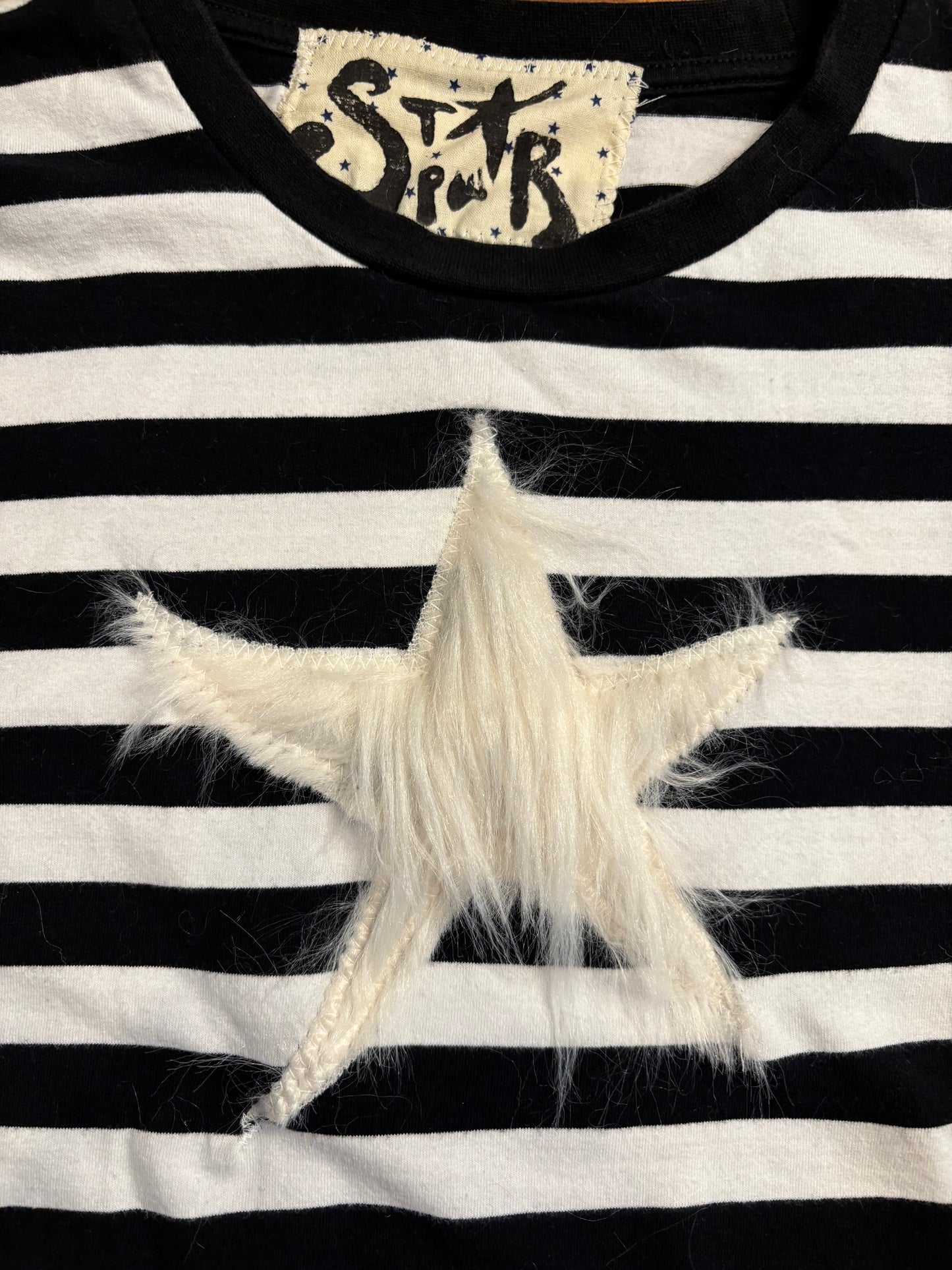 fuzzy star striped long sleeve