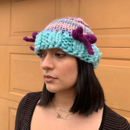bow knit beanie