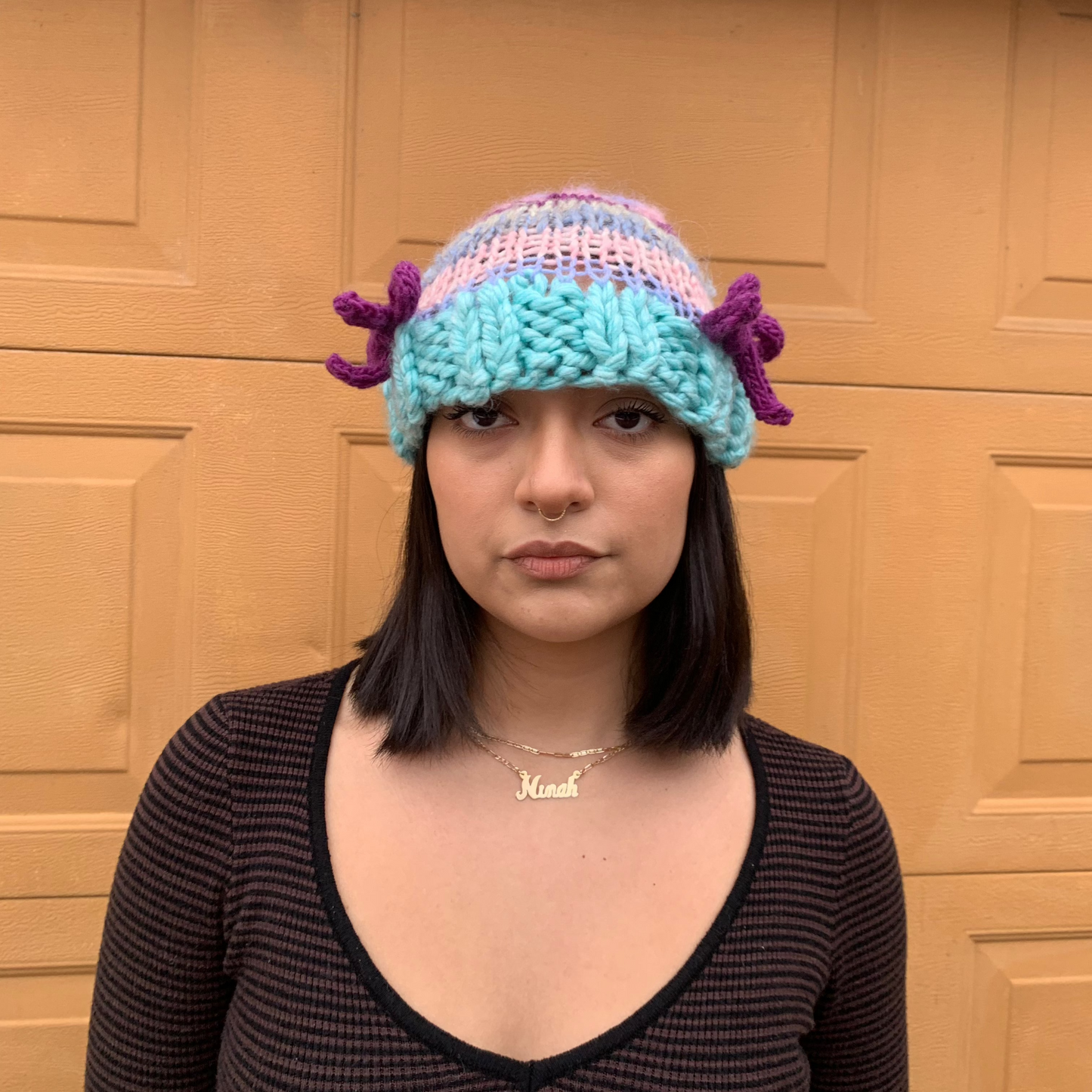 bow knit beanie