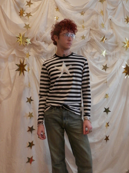 fuzzy star striped long sleeve