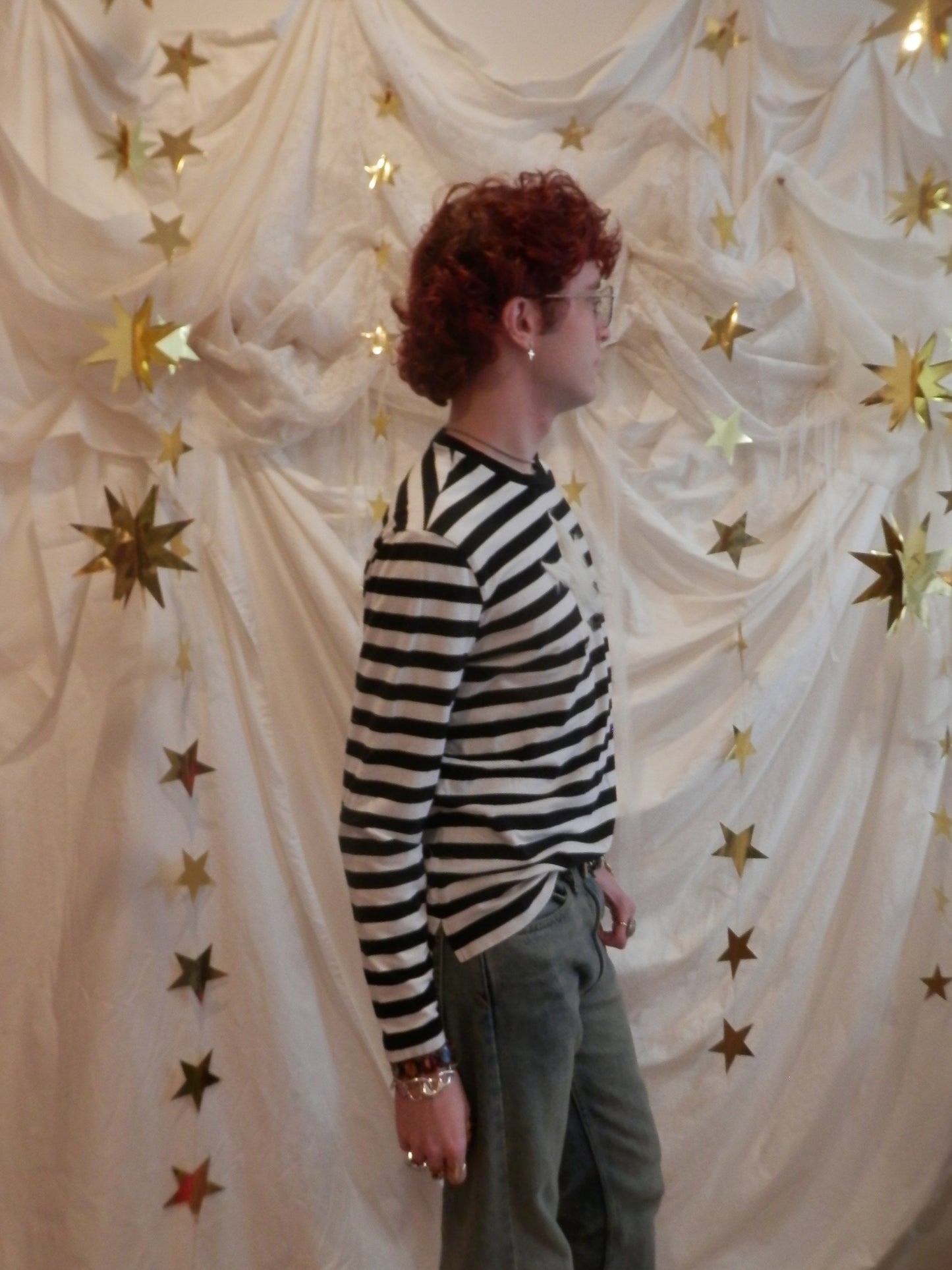 fuzzy star striped long sleeve