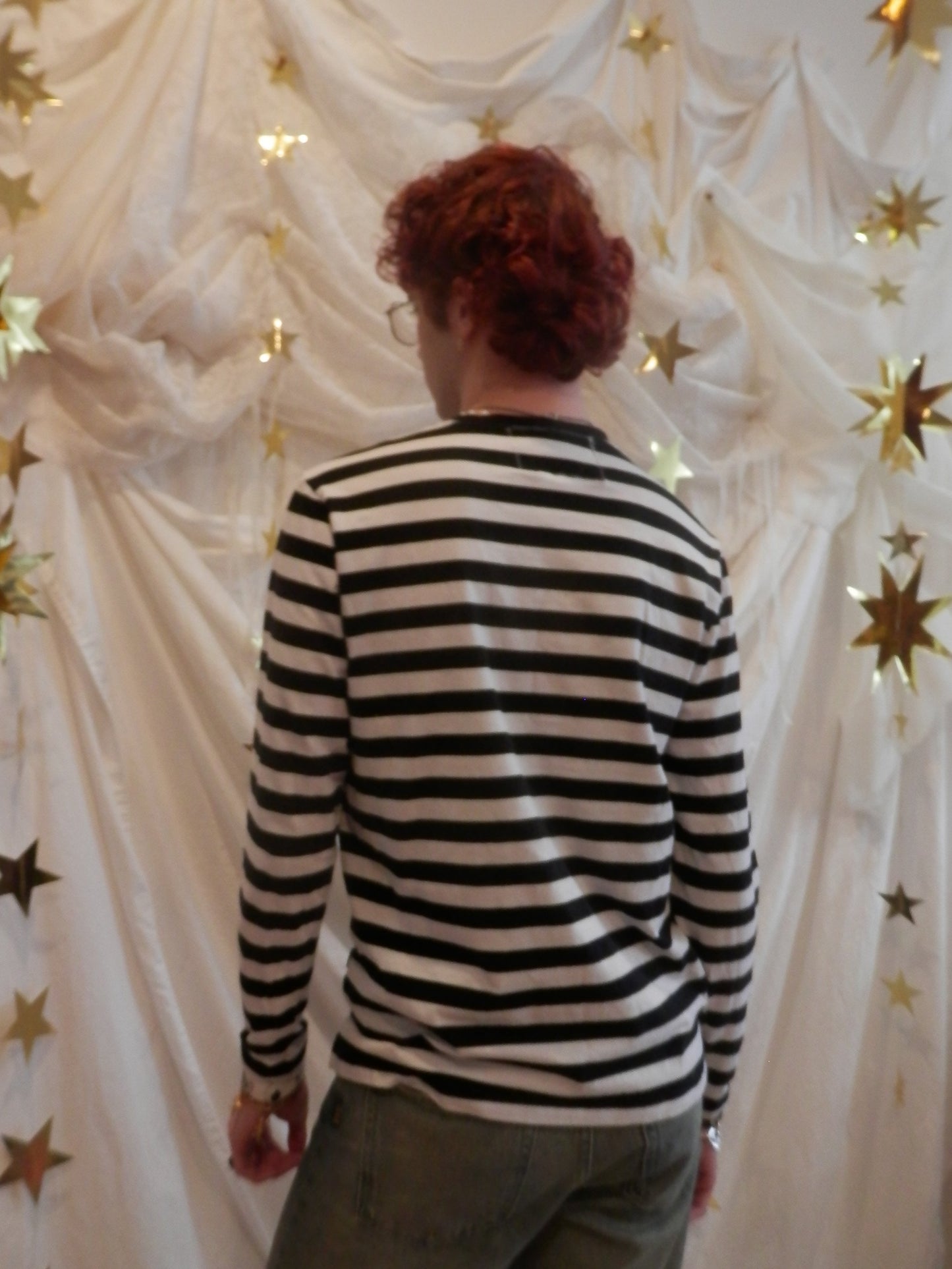 fuzzy star striped long sleeve