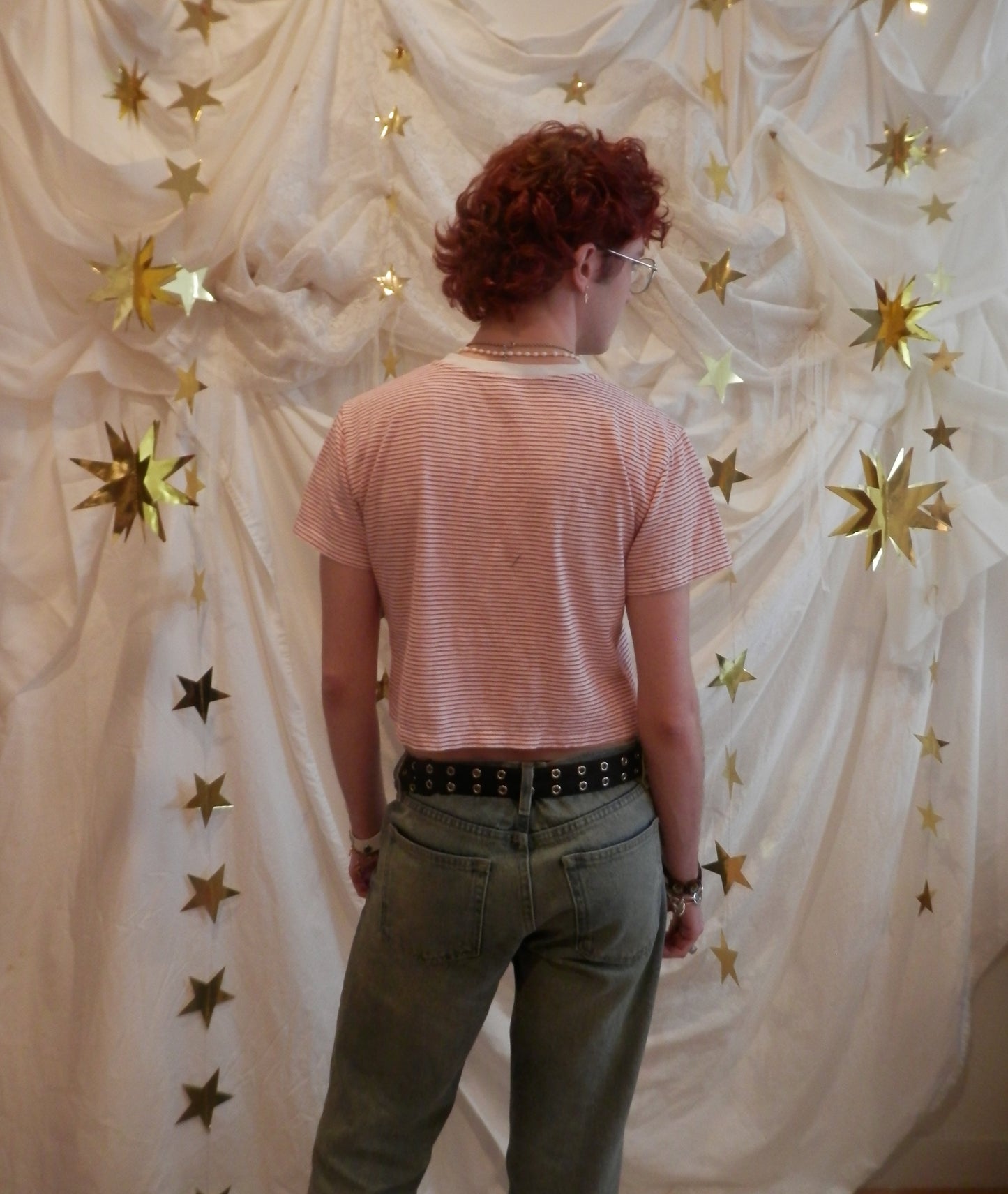 starpwr stripe cropped tee