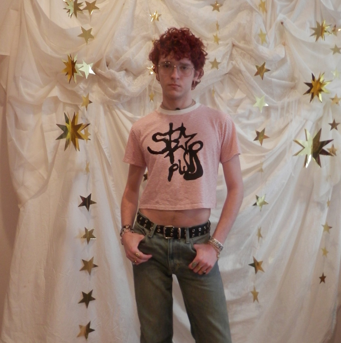 starpwr stripe cropped tee