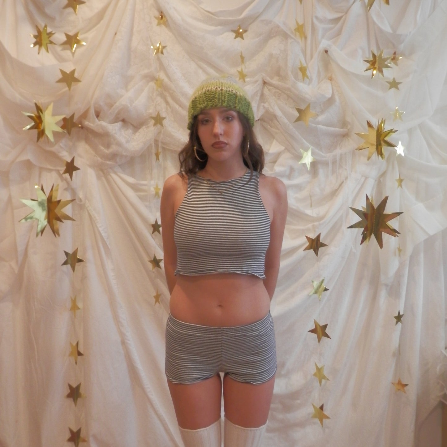 fuzzy knit beanie in melon