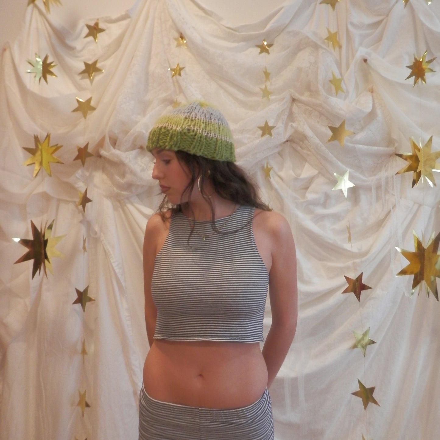 fuzzy knit beanie in melon