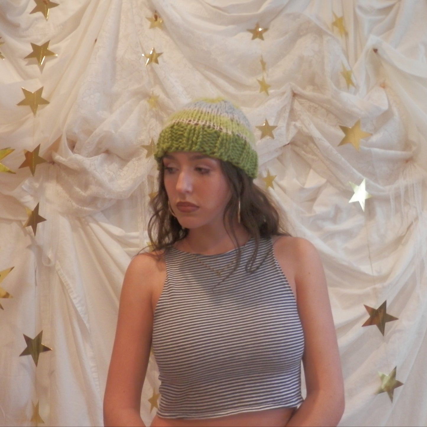 fuzzy knit beanie in melon