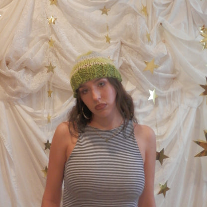 fuzzy knit beanie in melon