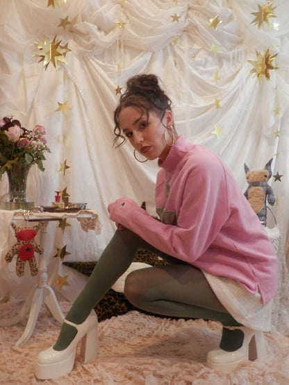 pink n green star crewneck