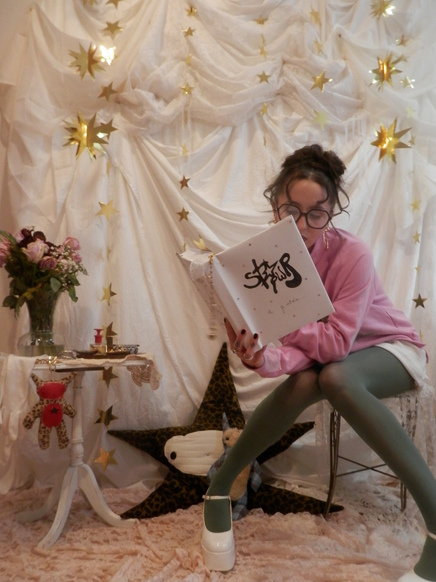 pink n green star crewneck