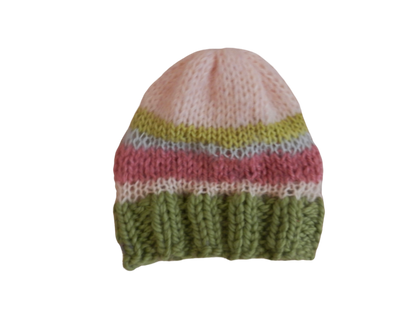 fuzzy knit beanie in sherbet