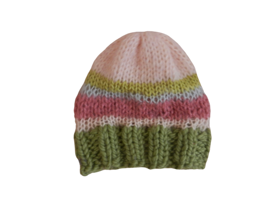 fuzzy knit beanie in sherbet
