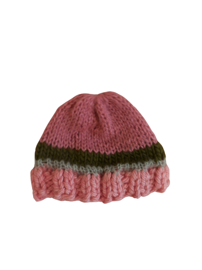 fuzzy knit beanie in bubblegum