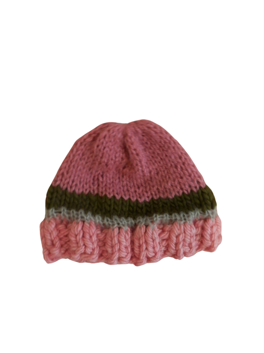 fuzzy knit beanie in bubblegum