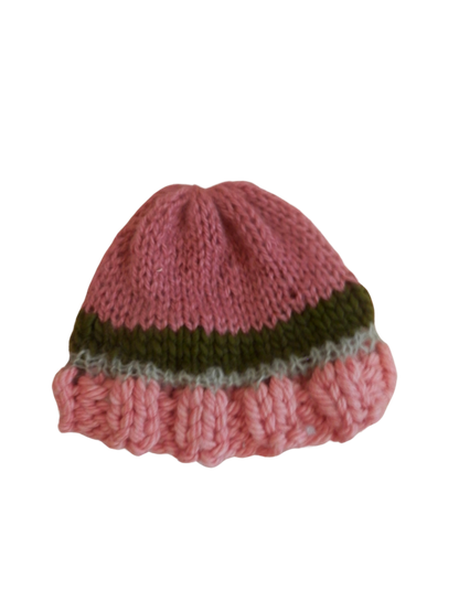 fuzzy knit beanie in bubblegum