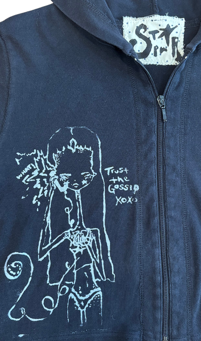 "trust the gossip" cropped zip-up